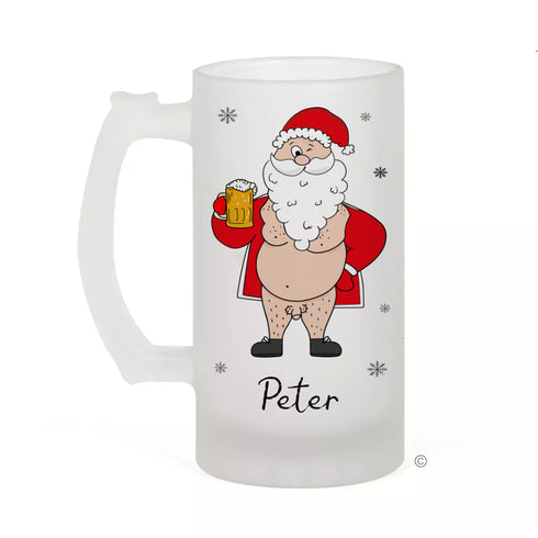 Santa Personalised Frosted Beer Glass